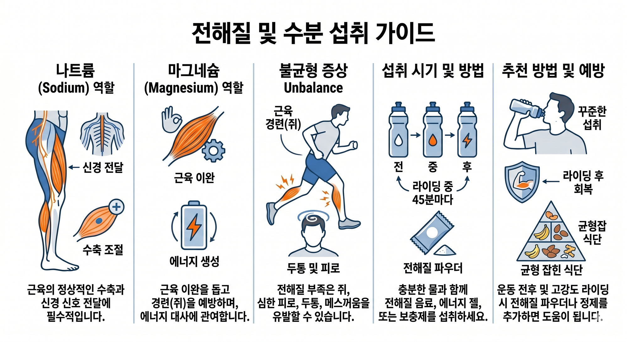 전해질 및 수분 섭취 가이드 — 나트륨·마그네슘 역할과 섭취 시기